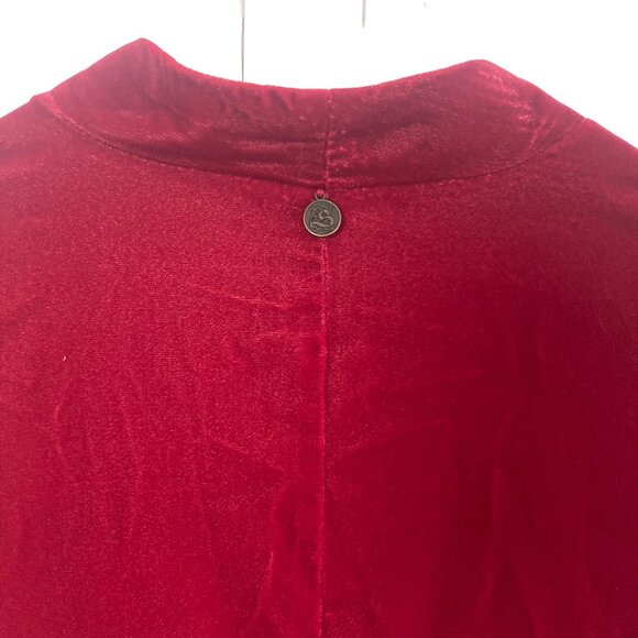 Soft Surroundings Aria Velvet Jacket Large Red Duster Lined Boho Vamp Goth - Picture 8 of 9